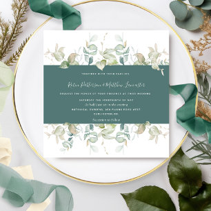 Invitation Elégante verdure et verte Stipe, Mariage Carré
