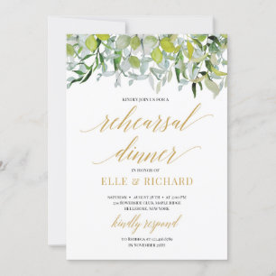 Invitation Élégante verdure feuillage feuille répétition or