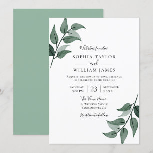 Invitation Elégante verdure Feuille Mariage de printemps