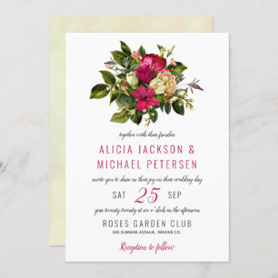 Invitation Elégante verdure fleurie rustique aquarelle mariag