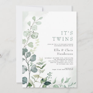 Invitation Elégante verdure Jardin Jumeaux Baby shower de lit