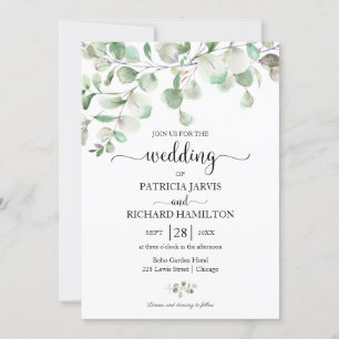Invitation Élégante verdure mariage eucalyptus