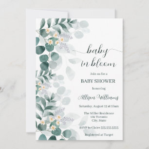 Invitation Elégante verdure moderne eucalyptus baby shower pa