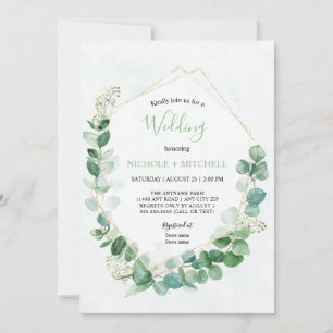 Invitation Elégante verdure Or tout en un Mariage