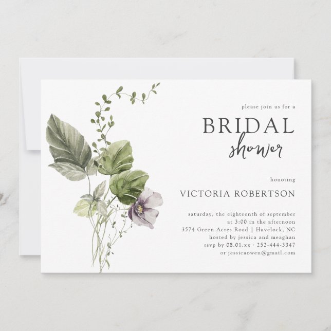 Invitation Élégante verdure printanière | Réception de mariag (Devant)
