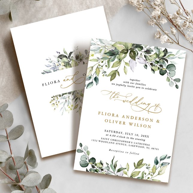 Invitation Élégante verdure rustique Pays Mariage botanique (Elegant Greenery Rustic Country Botanical Wedding Invitation)
