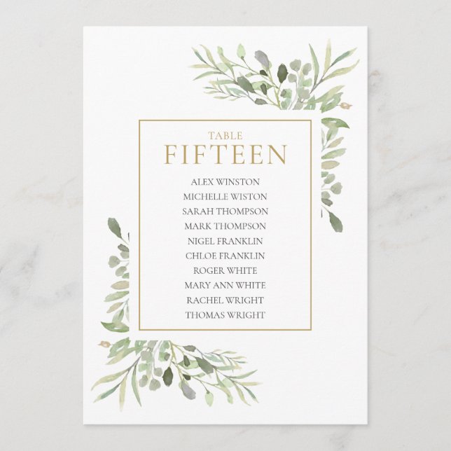 Invitation Élégante verdure Tableau Numéro 15 Tableau de sièg (Devant)