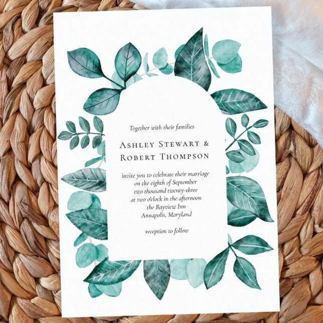 Invitation Elégante verdure Turquoise Aquarelle Mariage moder (Créateur téléchargé)