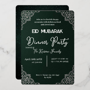 Invitation élégante vert foncé EID MOUBARAK