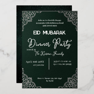Invitation élégante verte foncée EID MOUBARAK