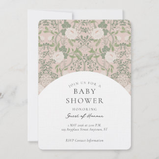 Invitation élégante vintage florale damas pour Bab