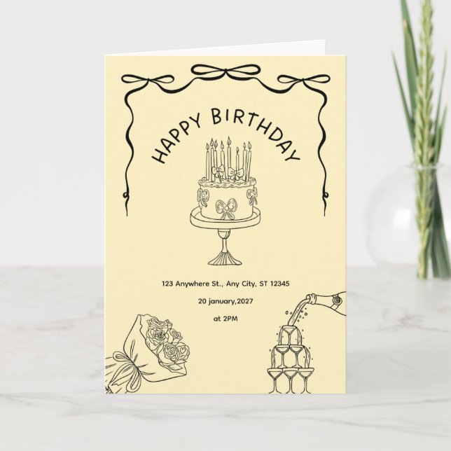 Invitation élégante vintage pour anniversaire avec (Devant)