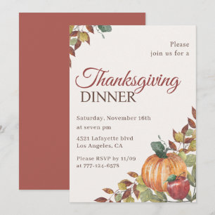 Invitation élégante vintage pour le dîner de Thank