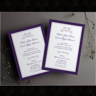 Invitation Elégante Violet Blanc Soirée De Mariage Réception