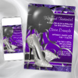 Invitation Élégante Violet Haut talons femmes fête d'annivers<br><div class="desc">Elégant violet, noir et argent parties scintillant haute talon chaussures femme's anniversaire modèle de l'invitation de fête d'anniversaire. L'élégante invitation à la fête d'anniversaire violet de cette femme est facilement customisée pour votre fête ou événement en choisissant simplement le bouton "Customisez-le !" pour commencer à ajouter vos détails d'événement, le...</div>