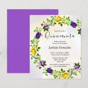 Invitation élégante violette avec motif floral pou