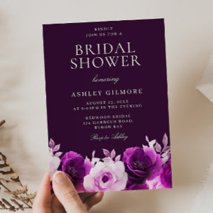 Invitation Élégante Violette Lilac Violet Rose Fête des marié