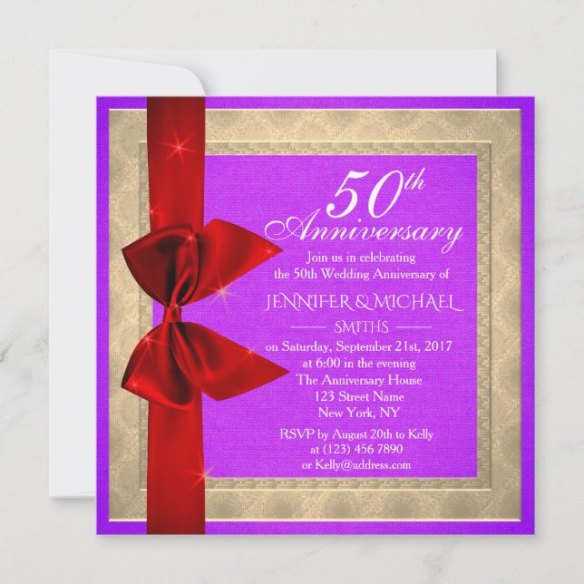 Invitation élégante violette pour anniversaire de  (Devant)