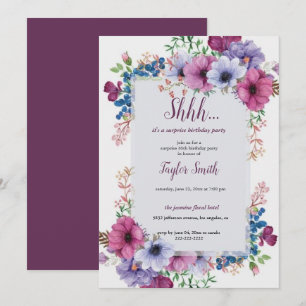 Invitation élégante violette pour une fête surpris
