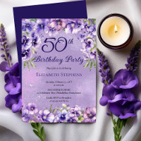 Élégante Violette violette Florale 50e fête d'anni