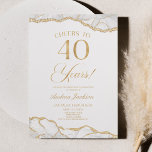 Invitation Elégante White Gold Agate 40e fête d'anniversaire<br><div class="desc">C'est une Elégante White Gold Agate 40th Birthday Party Invitation!</div>