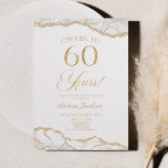 Invitation Elégante White Gold Agate 60e fête d'anniversaire<br><div class="desc">C'est une Elégante White Gold Agate 60th Birthday Party Invitation!</div>