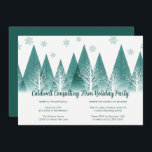Invitation Elégante Winter Trees Green Company Fête de Vacanc<br><div class="desc">Une élégante rangée de sapins d'hiver et de flocons de neige au-dessus de votre script Happy Holidays personnalisé et de votre nom d'entreprise dans un beau vert turquoise sous la forêt enneigée. Une invitation de fête d'entreprise moderne pour votre entreprise.</div>