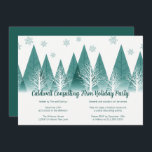 Invitation Elégante Winter Trees Green Company Fête de Vacanc<br><div class="desc">Une élégante rangée de sapins d'hiver et de flocons de neige au-dessus de votre script Happy Holidays personnalisé et de votre nom d'entreprise dans un beau vert turquoise sous la forêt enneigée. Une invitation de fête d'entreprise moderne pour votre entreprise.</div>