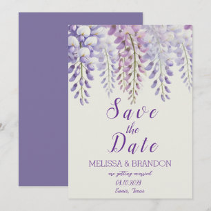 Invitation Elégante Wisteria Floral Purple Mariage moderne