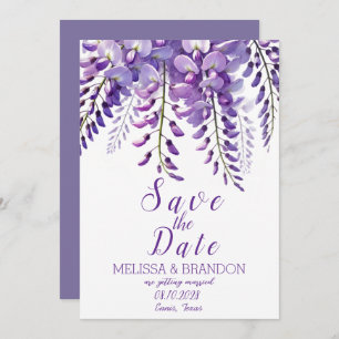Invitation Elégante Wisteria Floral Purple Mariage moderne
