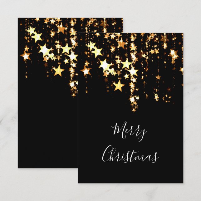 Invitation élégantes étoiles d'or Joyeux Noël modernes (Devant / Derrière)