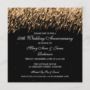 Invitation Élégantes étoiles dorées pour 50e anniversaire de 