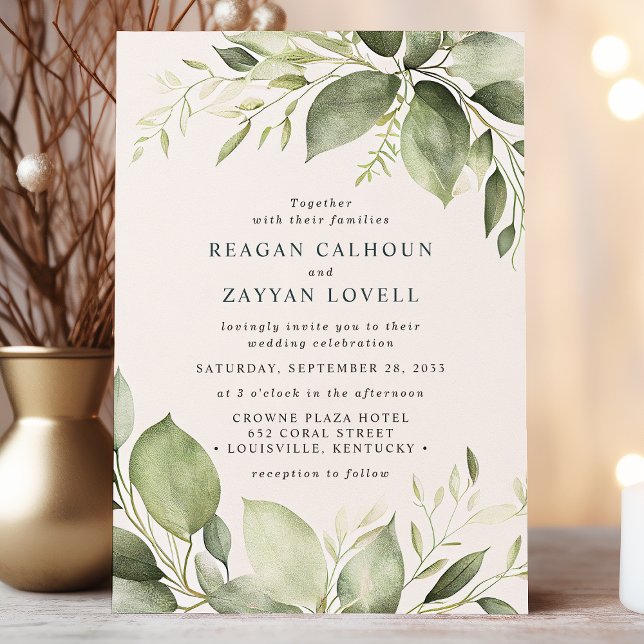 Invitation Élégantes feuilles d'eucalyptus Mariage Moderne (Créateur téléchargé)