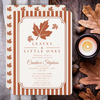 Invitation Élégantes Feuilles & Petits Bébés en Route Baby Sh