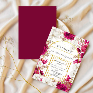 Invitation élégantes fleurs de couleur terre rose mariage ind