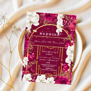 Invitation élégantes fleurs de couleur terre rose mariage ind