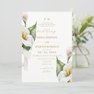 Invitation Élégantes Fleurs Rustiques Mariage Calla