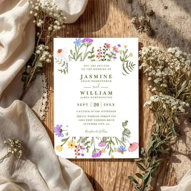 Invitation Élégantes Fleurs Sauvages Mariage Rustique Moderne (Créateur téléchargé)