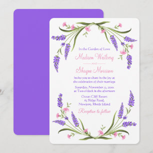 Invitation Élégantes Lilas Aquarelle Fleurs Violettes Mariage
