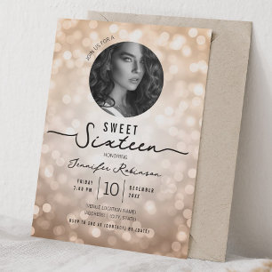 Invitation Élégantes lumières scintillantes Rose Gold pour un
