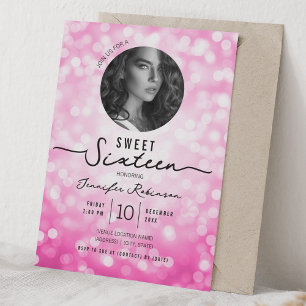 Invitation Élégantes lumières scintillantes Sweet 16 Annivers