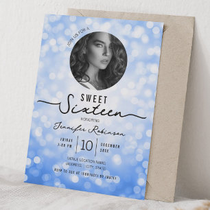 Invitation Élégantes lumières scintillantes Sweet 16 Annivers