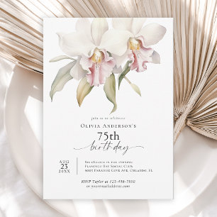 Invitation Élégantes orchidées blanches florales 75e annivers