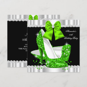 Invitation Elegantes Paillettes Lime Glamour Escarpins Annive