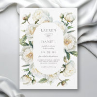 Élégantes Pivoines Blanches Floral Aquarelle Maria