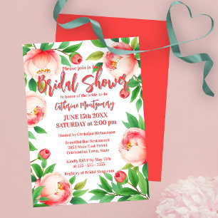 Invitation Élégantes pivoines et Fête des mariées verdoyante
