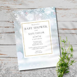 Invitation Élégantes premières flocons de neige de l'hiver Ba