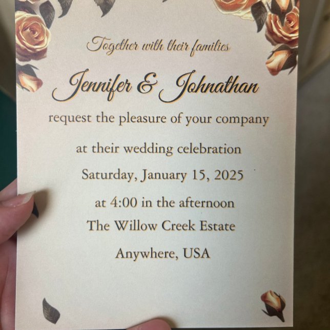Invitation Elegantes rêves de champagne aux Roses Dorées (Créateur téléchargé)
