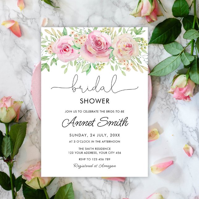 Invitation Elegantes roses Baby Shower de mariage (Créateur téléchargé)