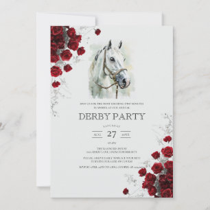Invitation Élégantes Roses du Cheval Blanc à l'aquarelle Derb